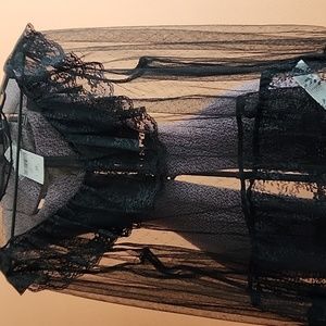 Plus size sheer lace-trim top